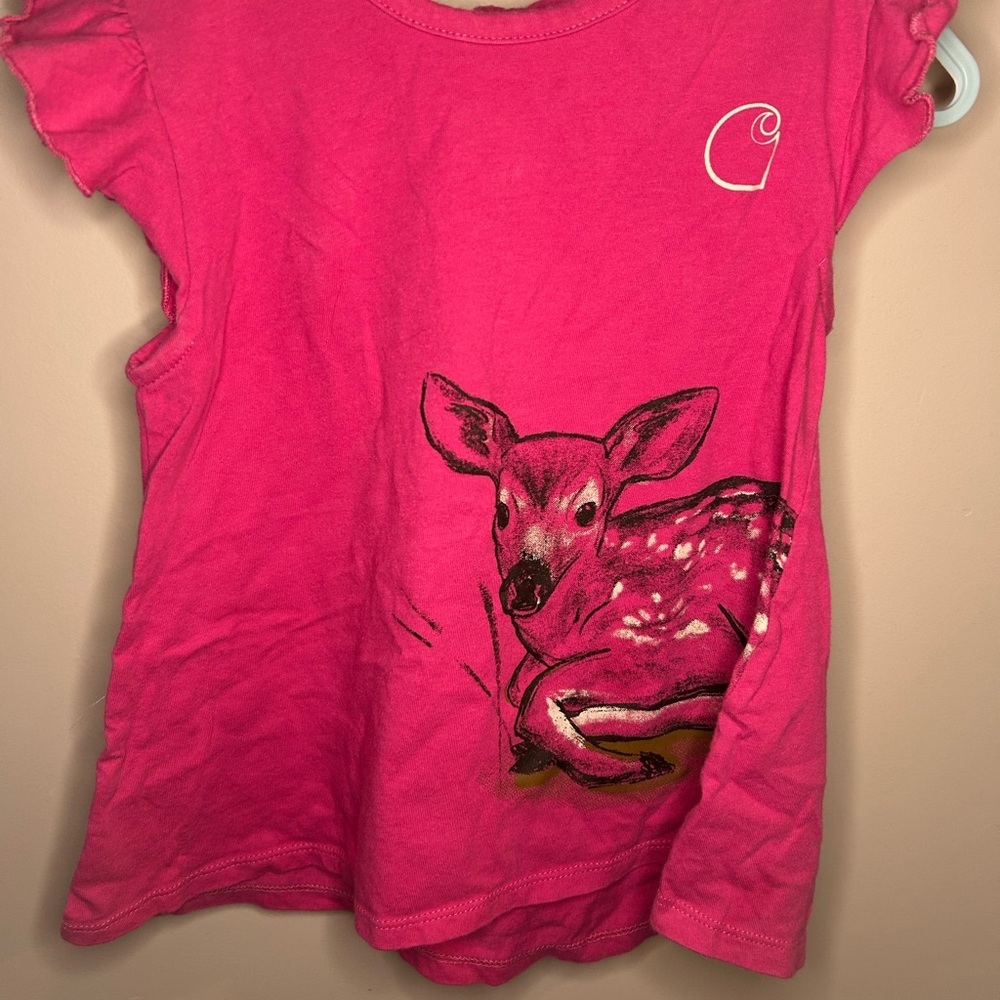 Carhartt Fuchsia Kids Tee with Fawn Design - Picture 3 of 8